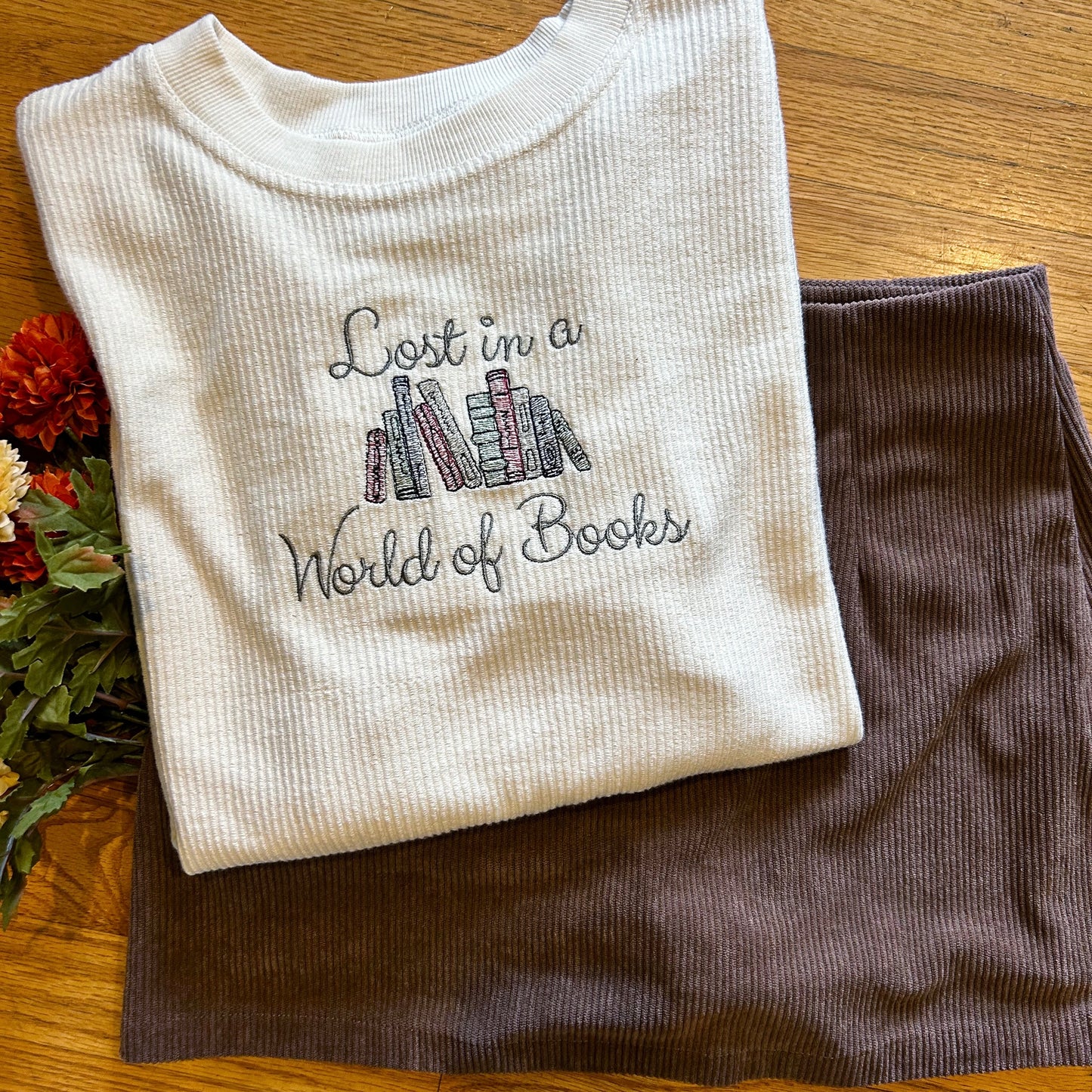 Lost in a World of Books Corduroy Ribbed Pullover