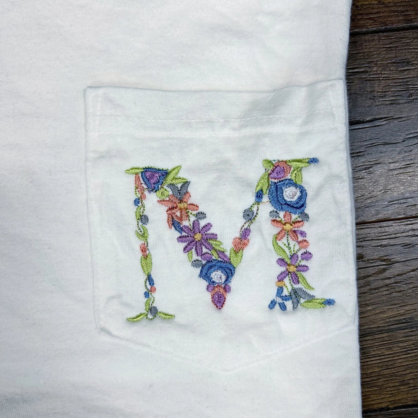 Floral Initial Comfort Colors Pocket T-Shirt