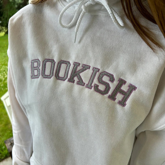 Bookish Embroidered Varsity Hooded Sweatshirt