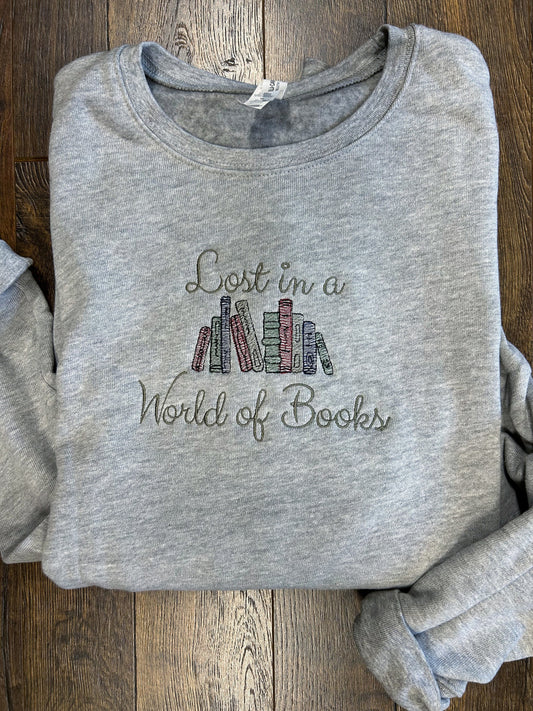 Lost in a World of Books Crewneck Bella & Canvas Sweatshirt